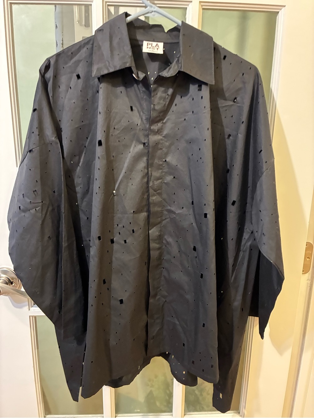 PLANET by Lauren G Black Button-Up Shirt with Subtle Cutout Detail